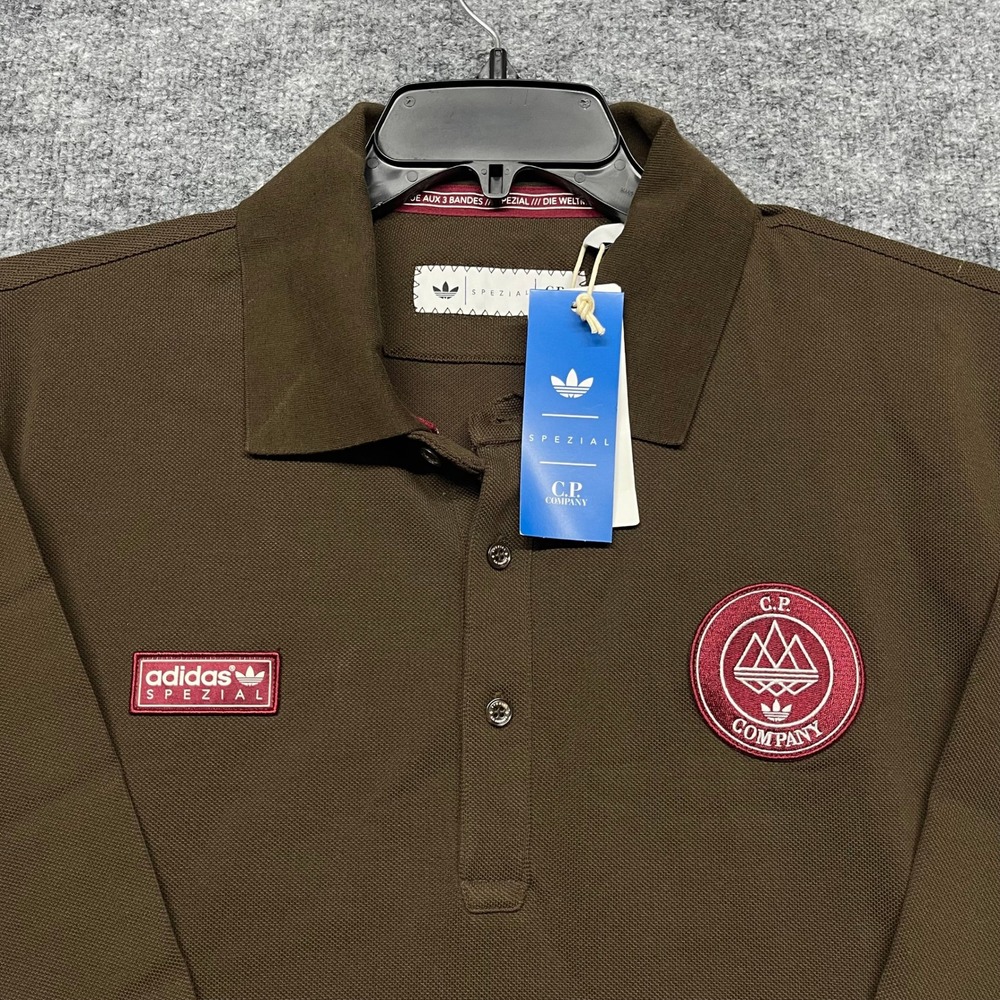 Adidas Spezial x CP Company Polo Shirt Men XL Dust Cargo Brown Retro Long Sleeve - Picture 3 of 15